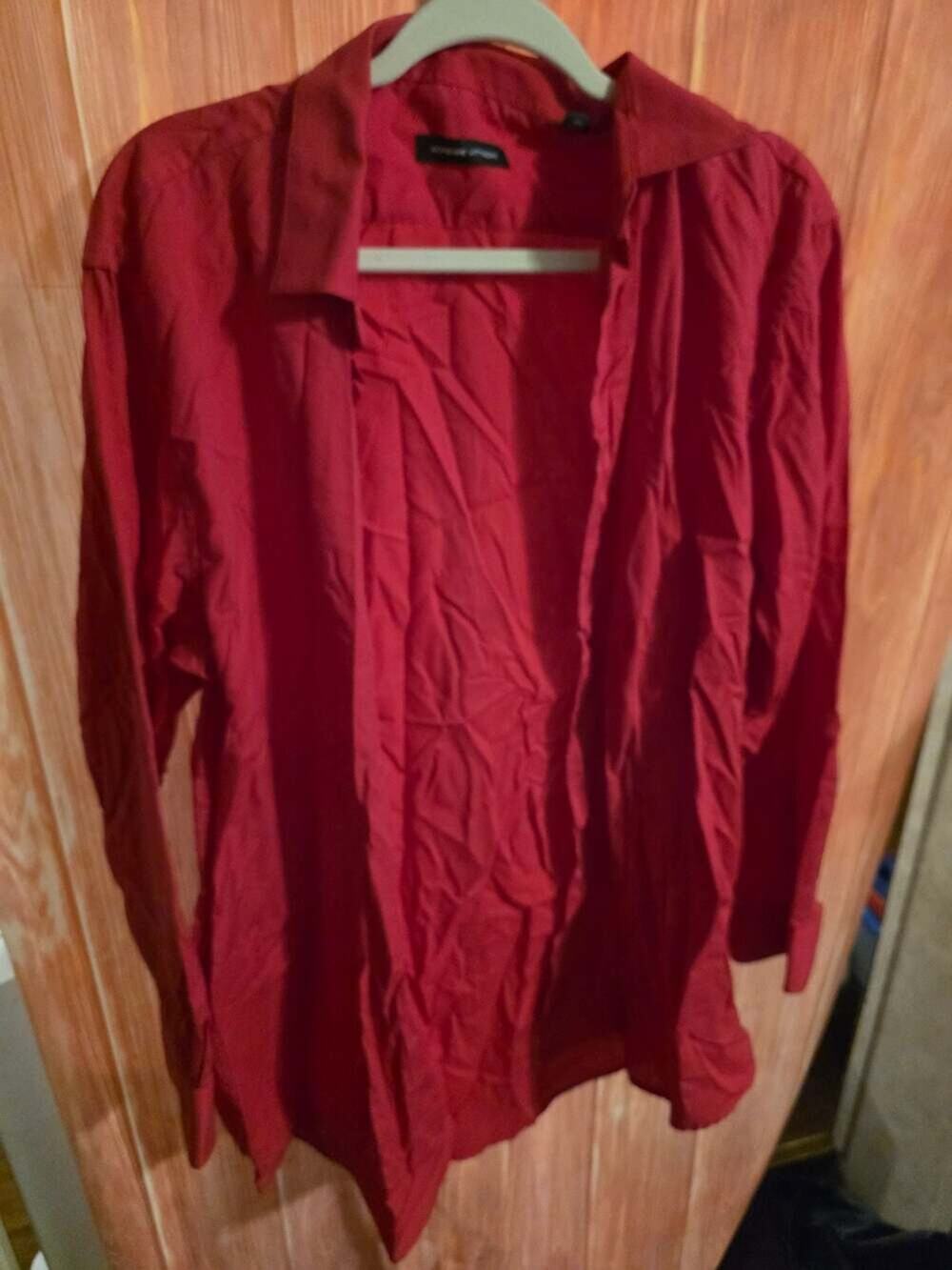 Adrienne Vittadini Red Long Sleeve Button Down Collared Shirt XLT